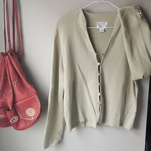 Super cute light green cardigan, hand embroidered